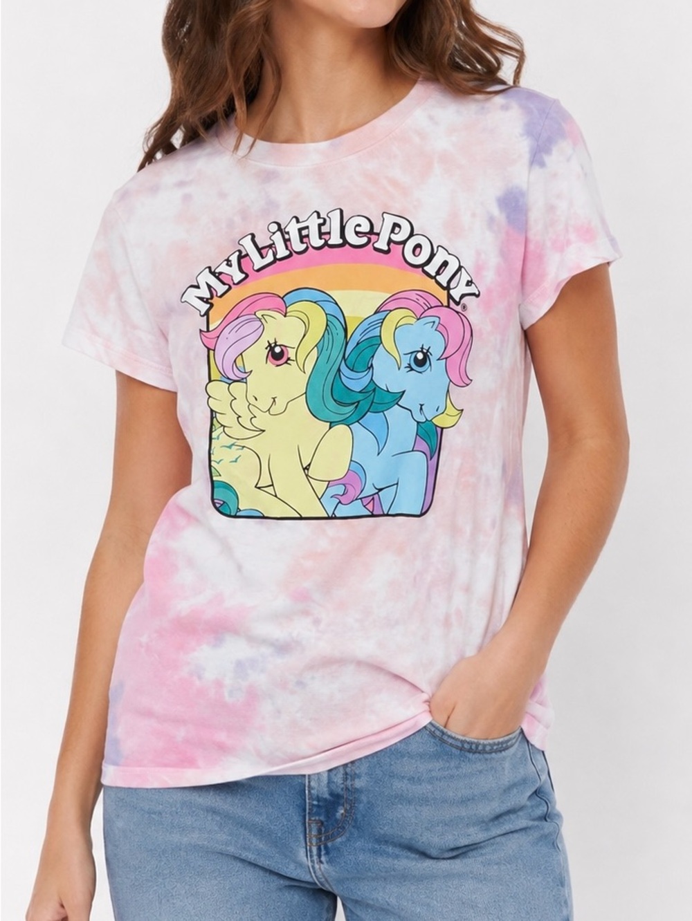 Mad Engine My Little Pony Pastel Tie Dye Graphic T-Shirt L Vintage-Inspired